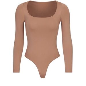 Skims Long Sleeve Tan Bodysuit